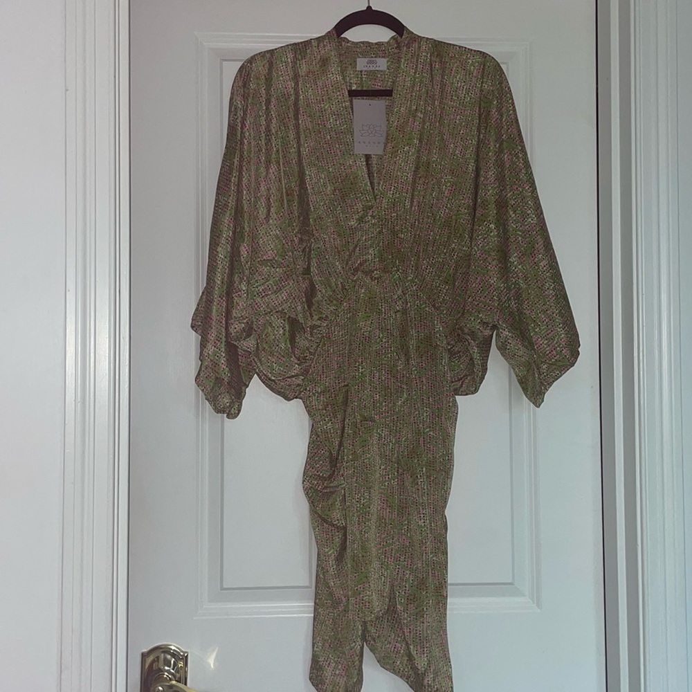 BNWT kimono mini dress Ananda HTF pink green
